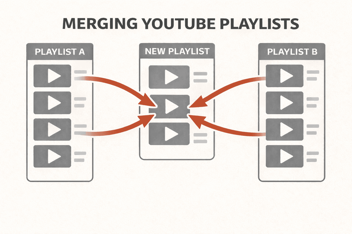 How to merge multiple YouTube playlists into one