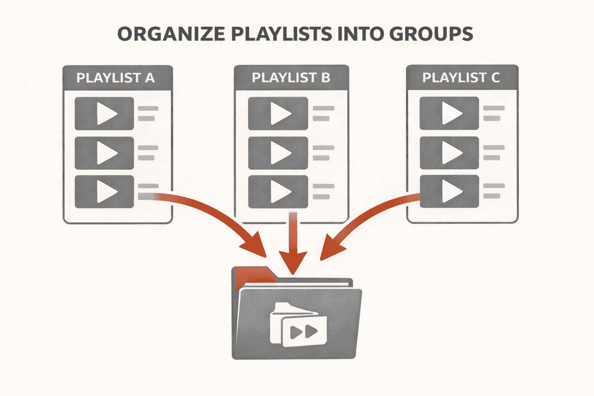 How to organize YouTube playlists into groups