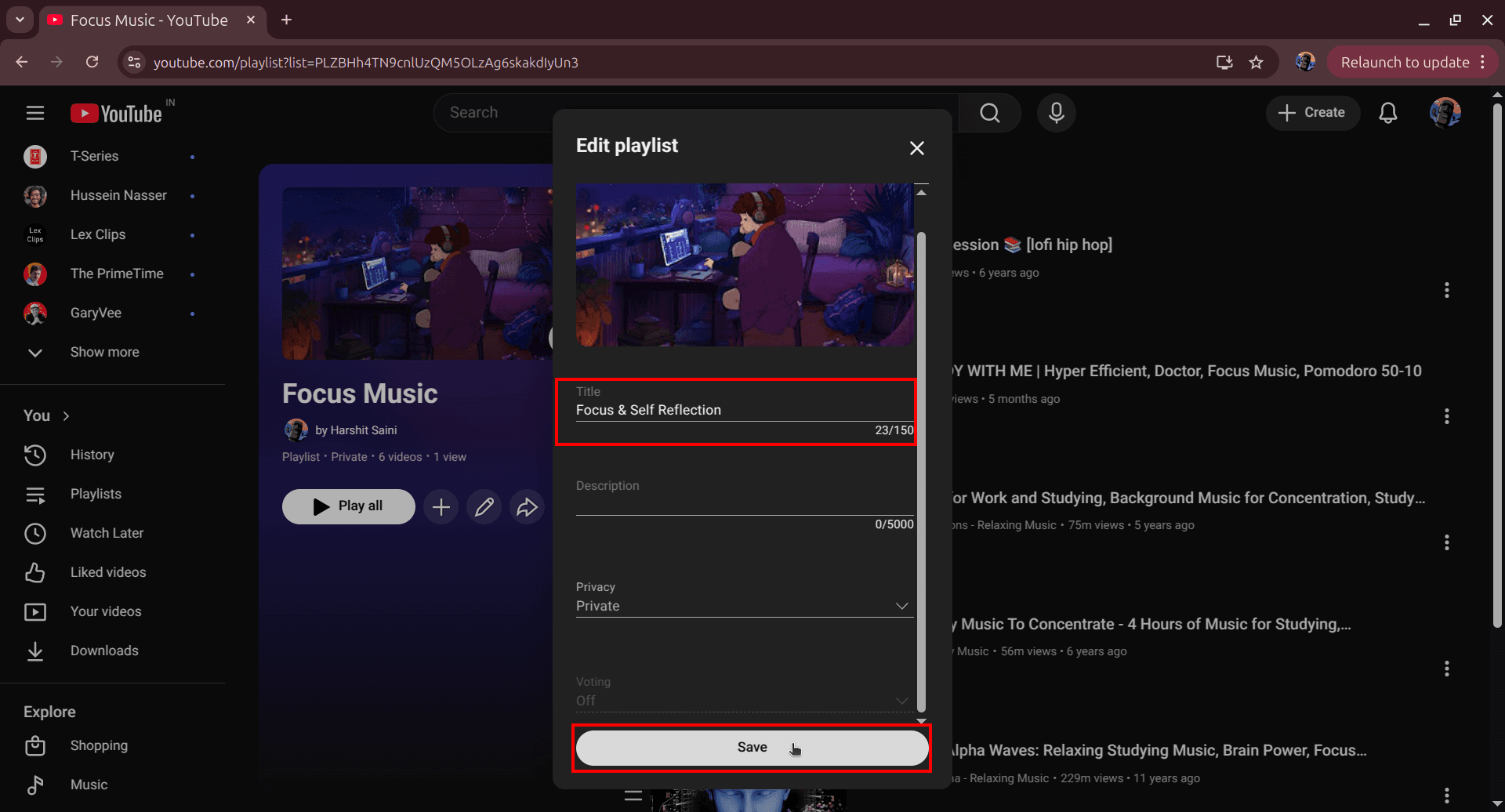 Renaming final playlist and saving changes in edit dialog